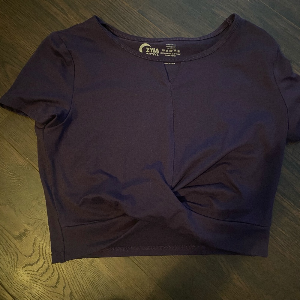 ZYIA Cropped Purple Workout Tee